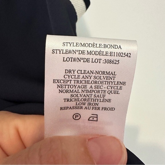 Theory Bonda Sleeveless Silk Crop Top Womens Small Navy White - Picture 8 of 8